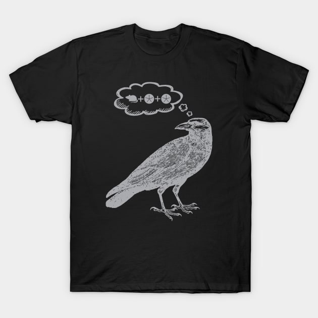 Raven Thinking of Food - Wingspan Bird Board Game (Gray) T-Shirt by SmokyKitten